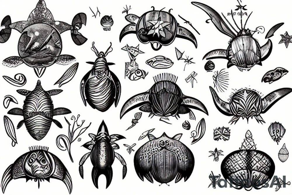 horseshoe crab shark fairy tattoo idea