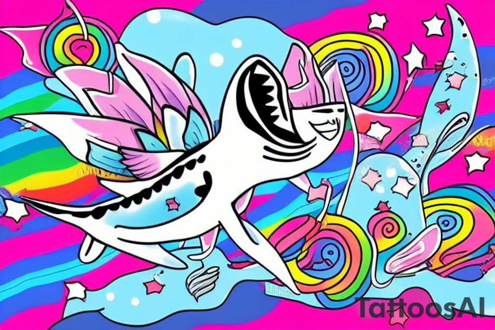 gay shark with gay fairy tattoo idea