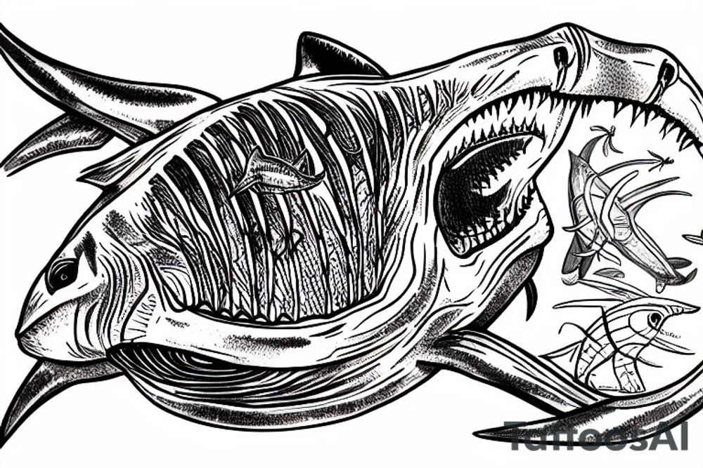 great white shark and a horseshoe crab tattoo idea