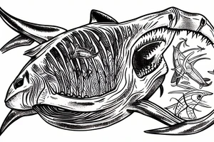 great white shark and a horseshoe crab tattoo idea