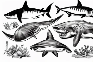 great white shark and a horseshoe crab tattoo idea