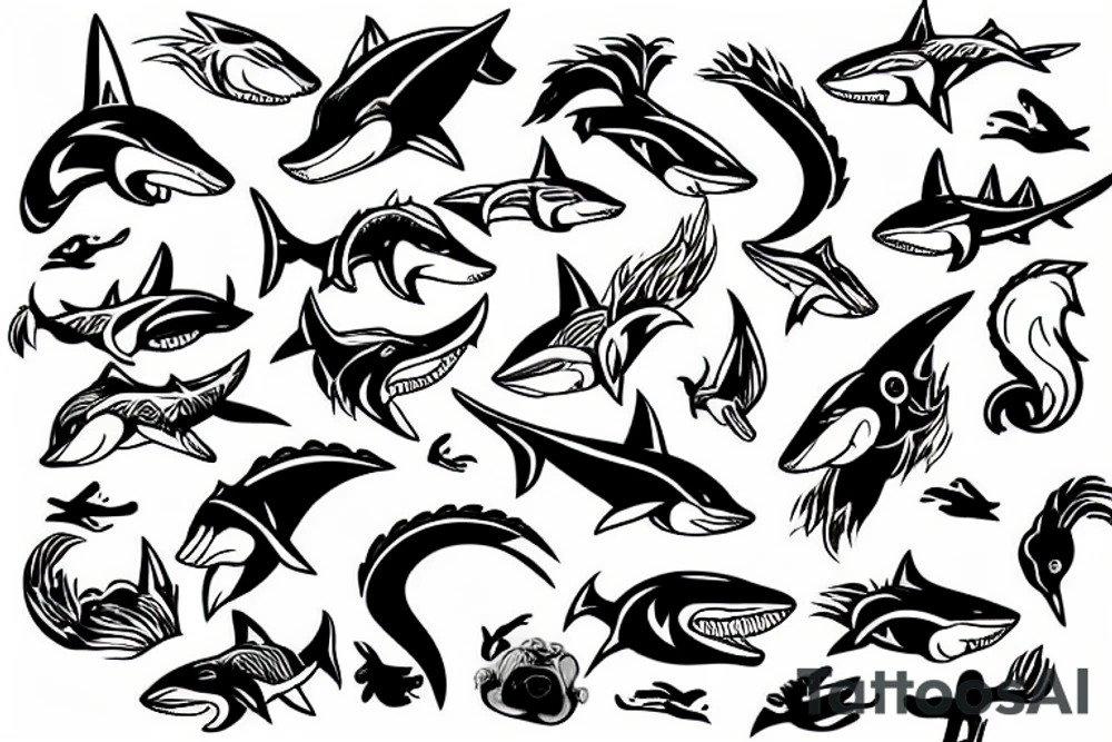 A fox shark tattoo idea
