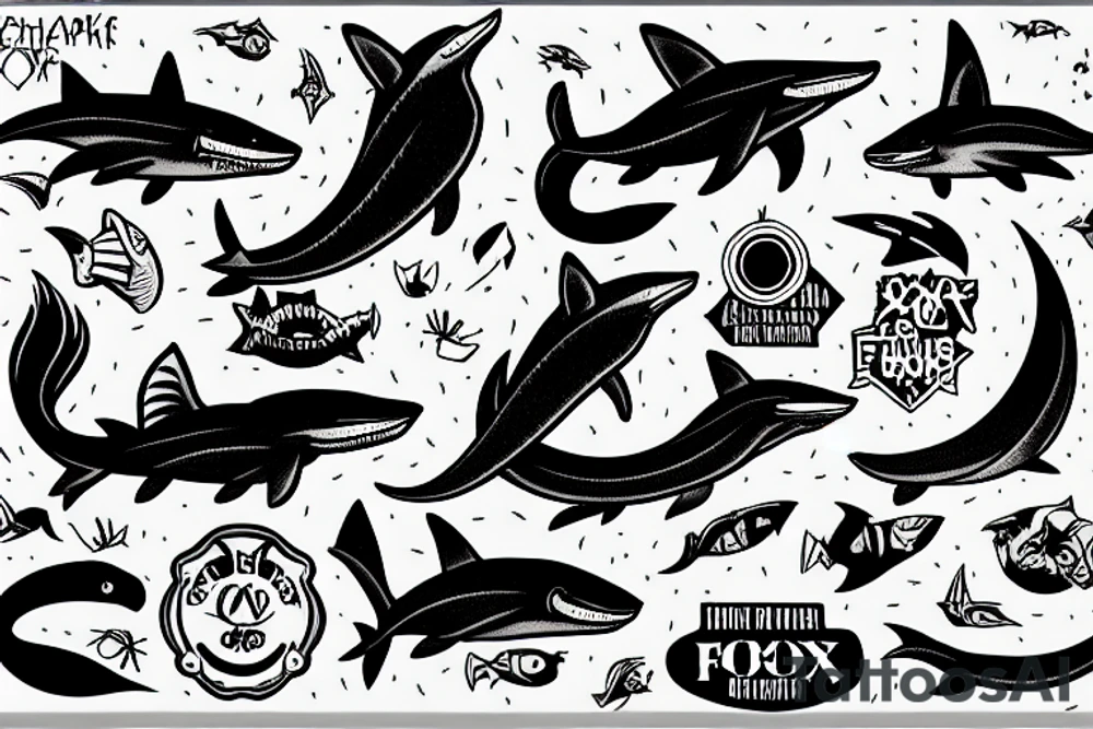 A fox shark tattoo idea