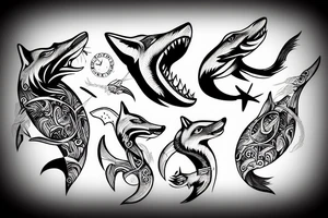 A fox shark tattoo idea