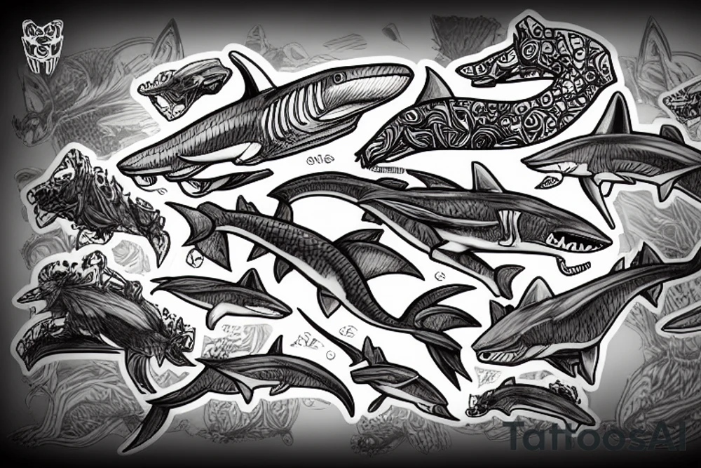 A fox shark tattoo idea