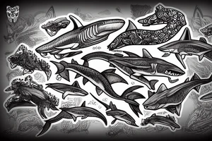 A fox shark tattoo idea