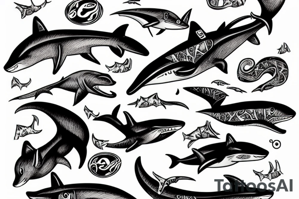 A fox shark tattoo idea