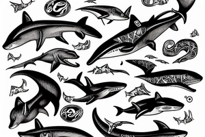 A fox shark tattoo idea
