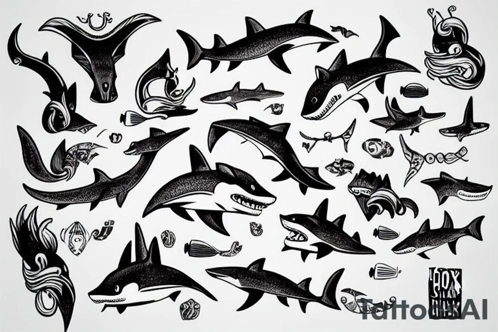 A fox shark tattoo idea