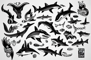 A fox shark tattoo idea
