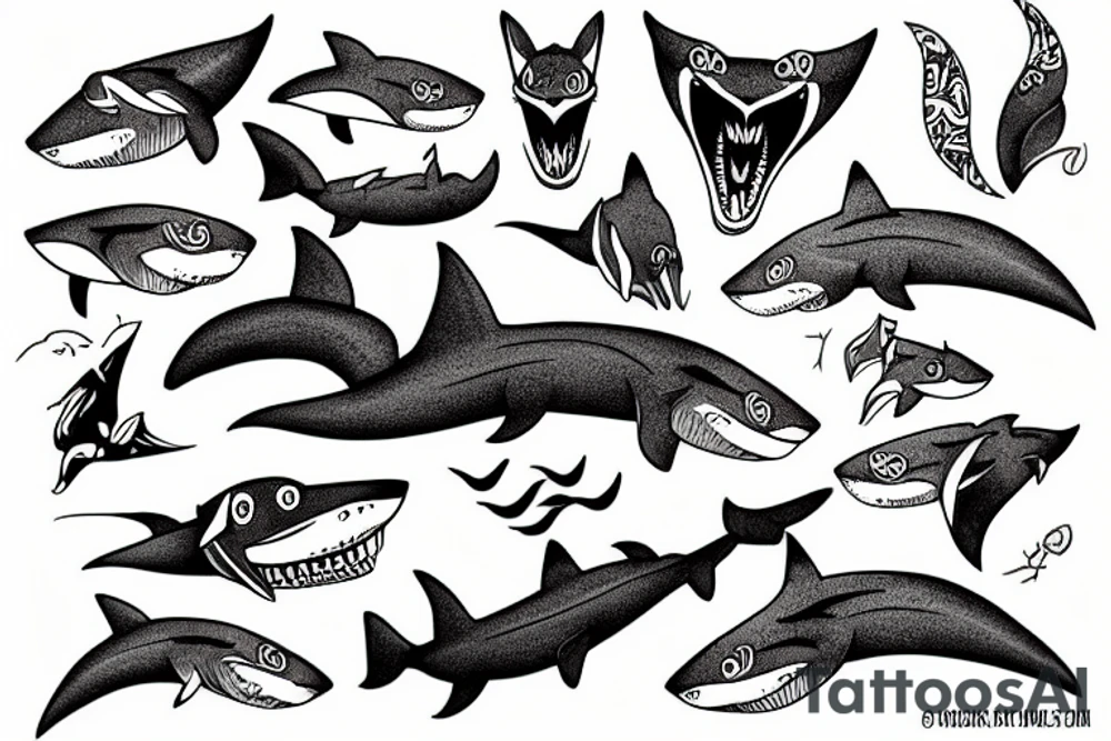 A fox shark tattoo idea