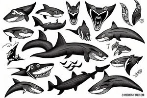 A fox shark tattoo idea