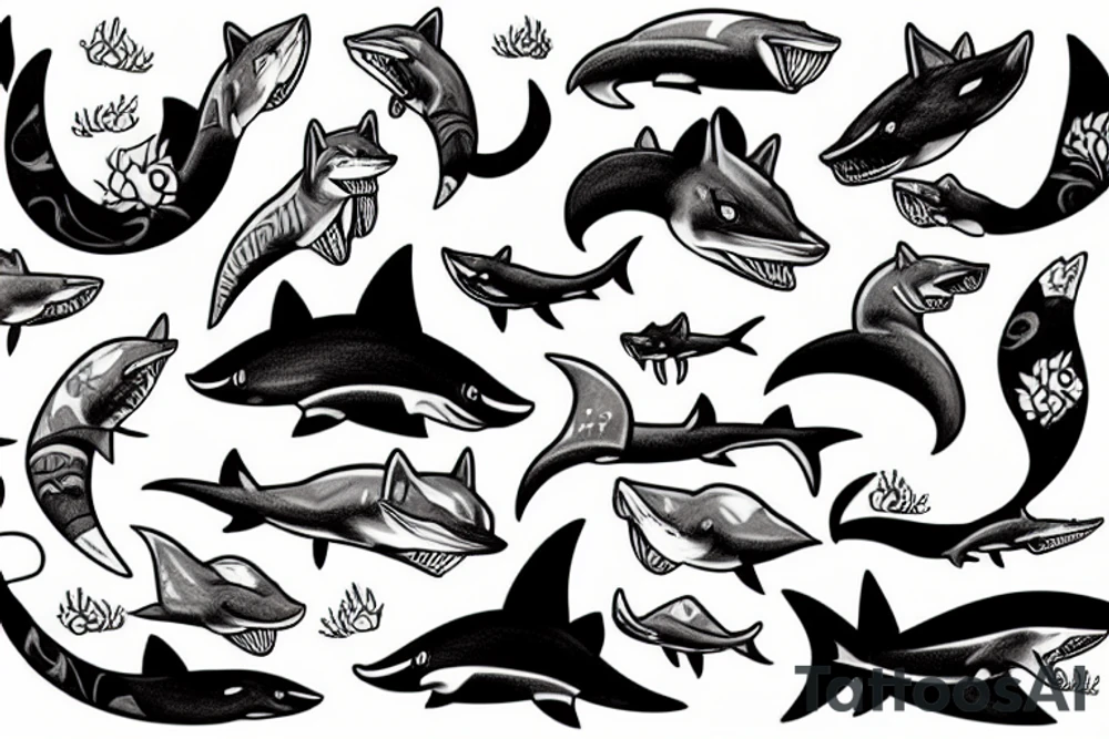 A fox shark tattoo idea