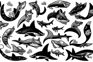 A fox shark tattoo idea