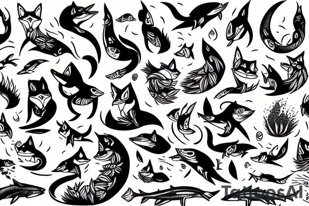 A fox shark tattoo idea