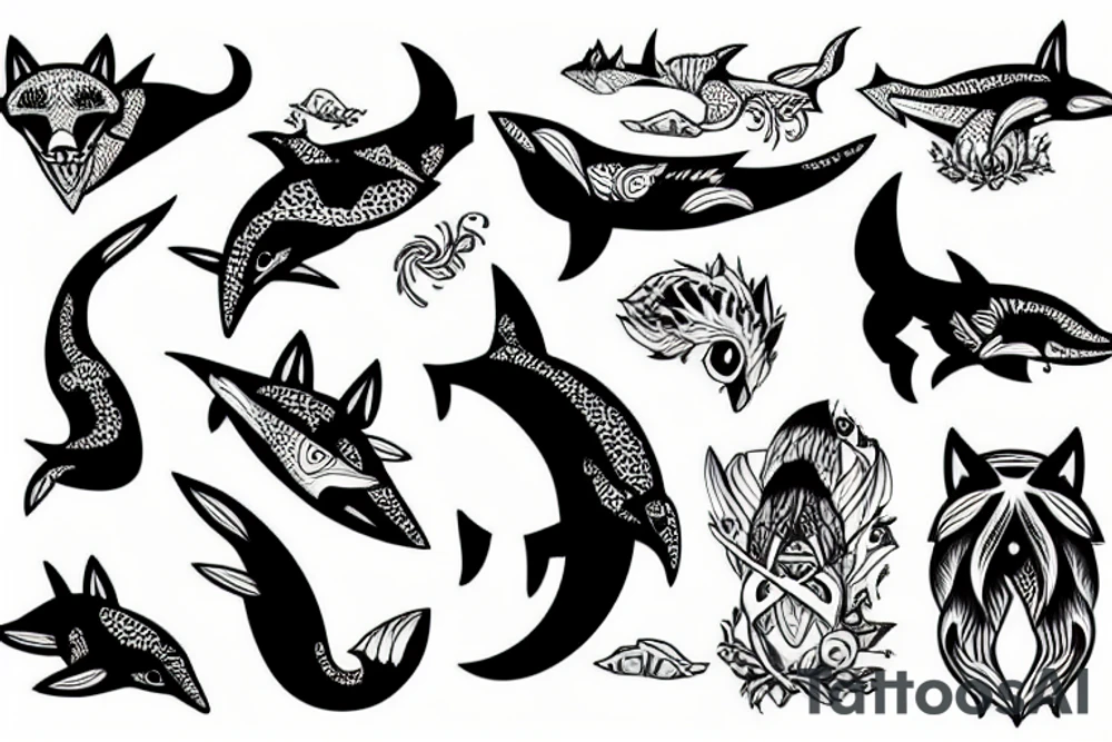 A fox shark tattoo idea