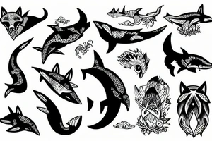 A fox shark tattoo idea