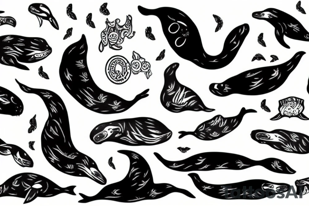 A seal whale tattoo idea