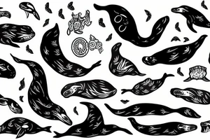 A seal whale tattoo idea