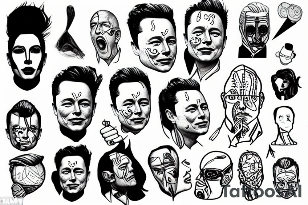 elon musk face tattoo idea