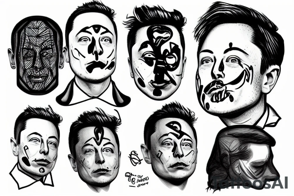 elon musk face tattoo idea