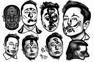 elon musk face tattoo idea