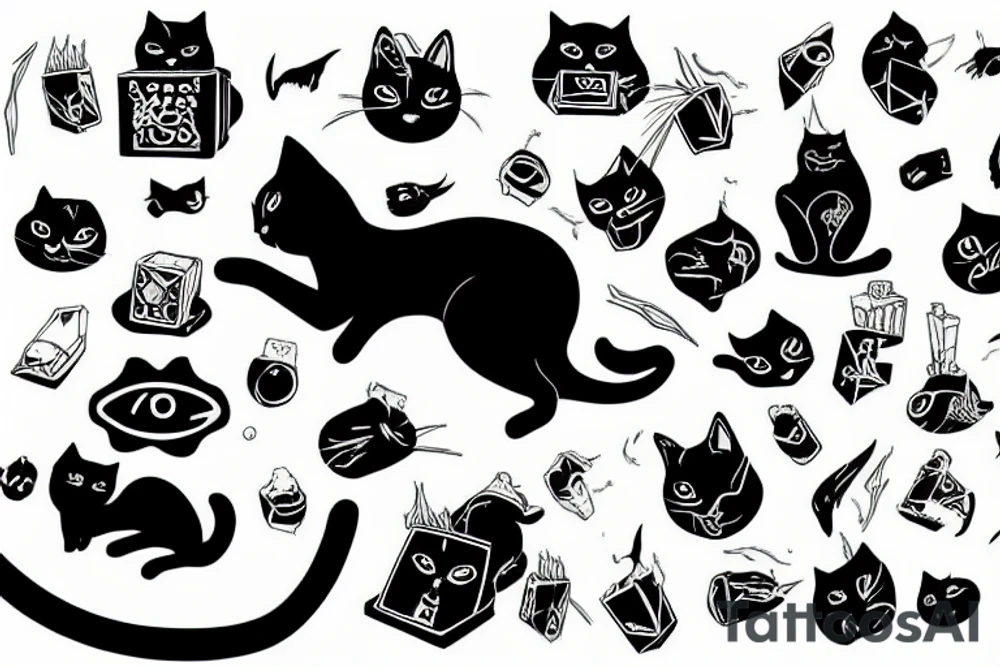 a black cat energising a transformer tattoo idea