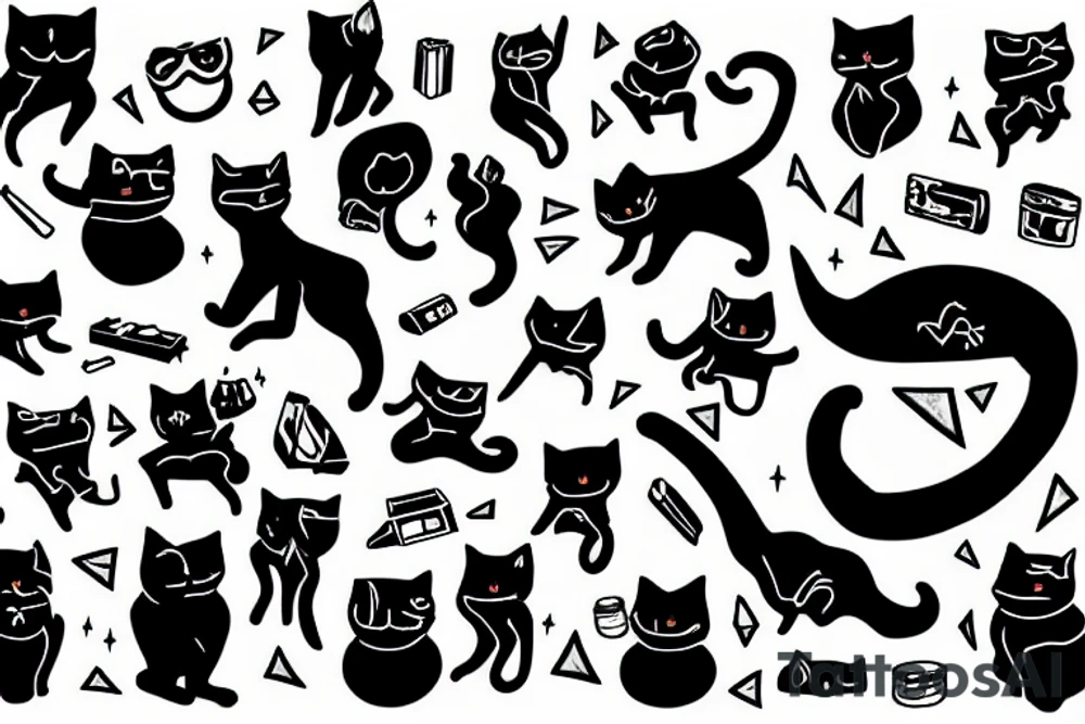 a black cat energising a transformer tattoo idea