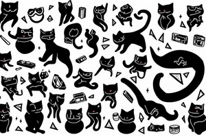 a black cat energising a transformer tattoo idea
