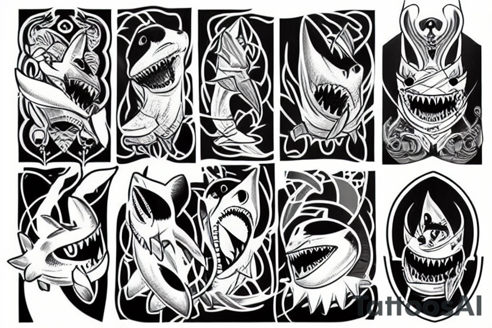 A shark fox tattoo idea