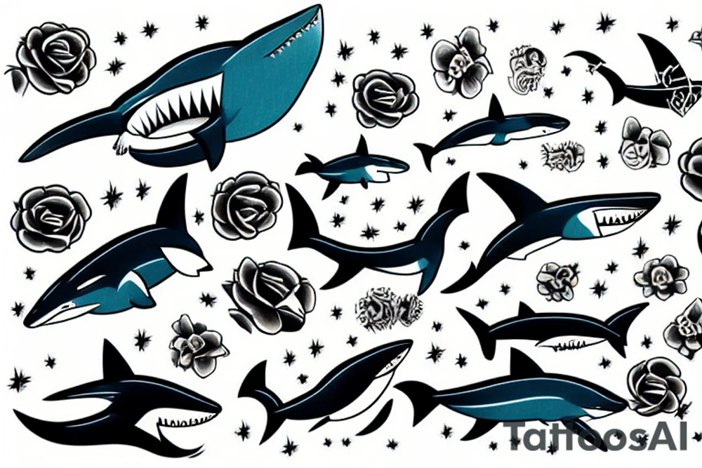 A shark fox tattoo idea