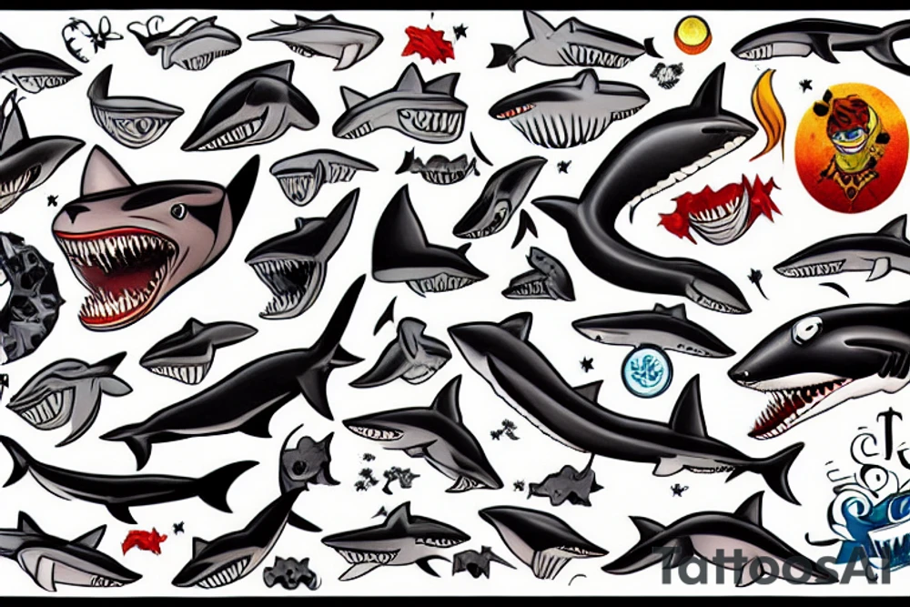 A shark fox tattoo idea