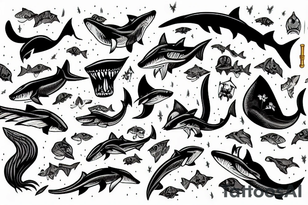 a fox shark tattoo idea