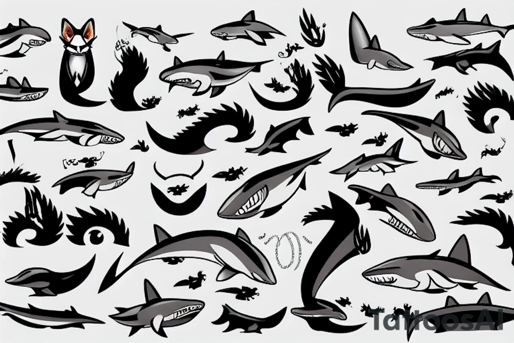 a fox shark tattoo idea