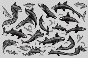 a fox shark tattoo idea