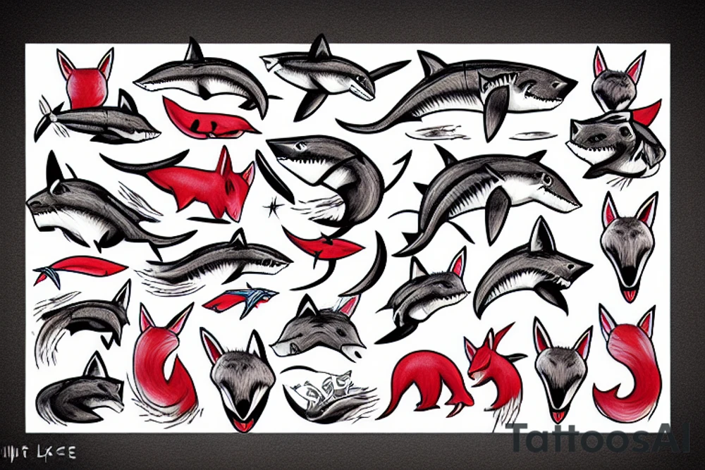 A great white Shark red fox tattoo idea