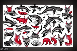 A great white Shark red fox tattoo idea