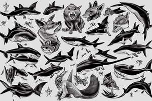 A great white Shark red fox tattoo idea