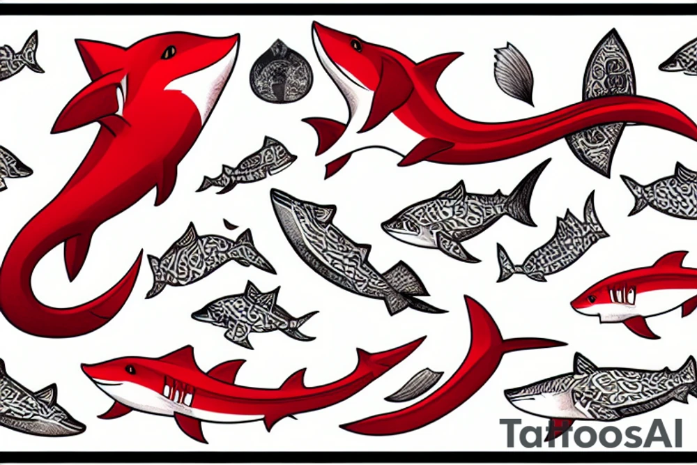 A red fox shark tattoo idea