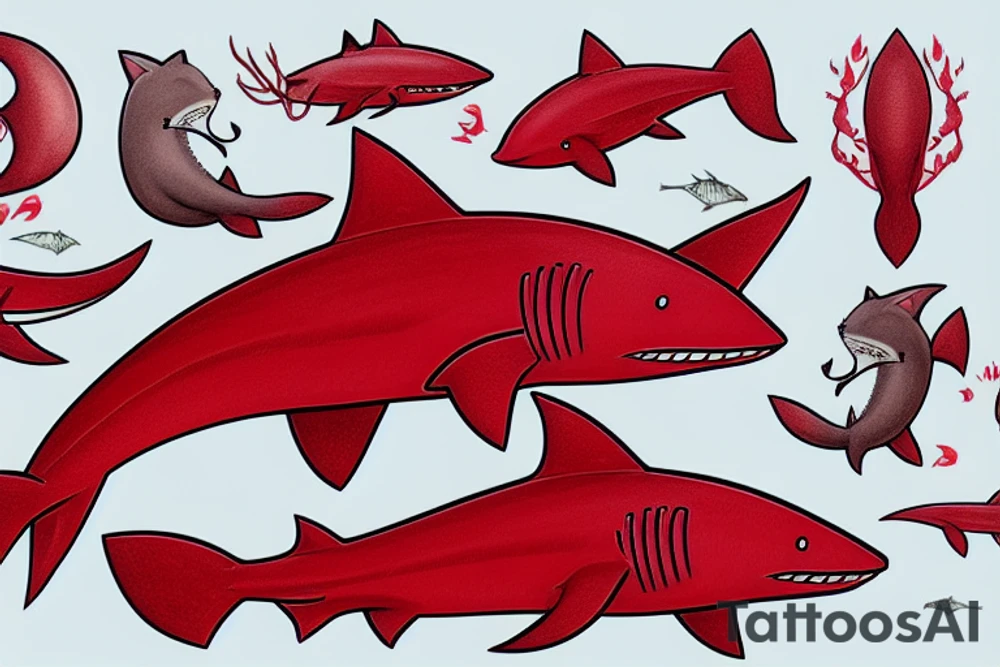 A red fox shark tattoo idea
