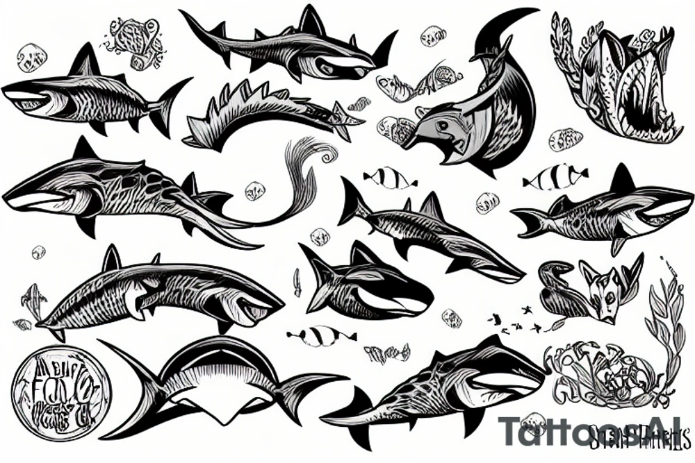 A fox shark tattoo idea