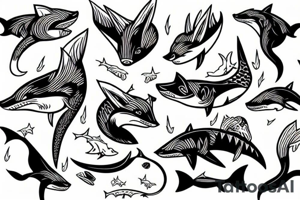 A fox shark tattoo idea
