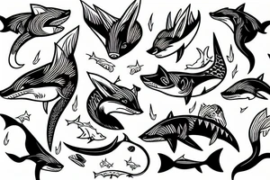 A fox shark tattoo idea