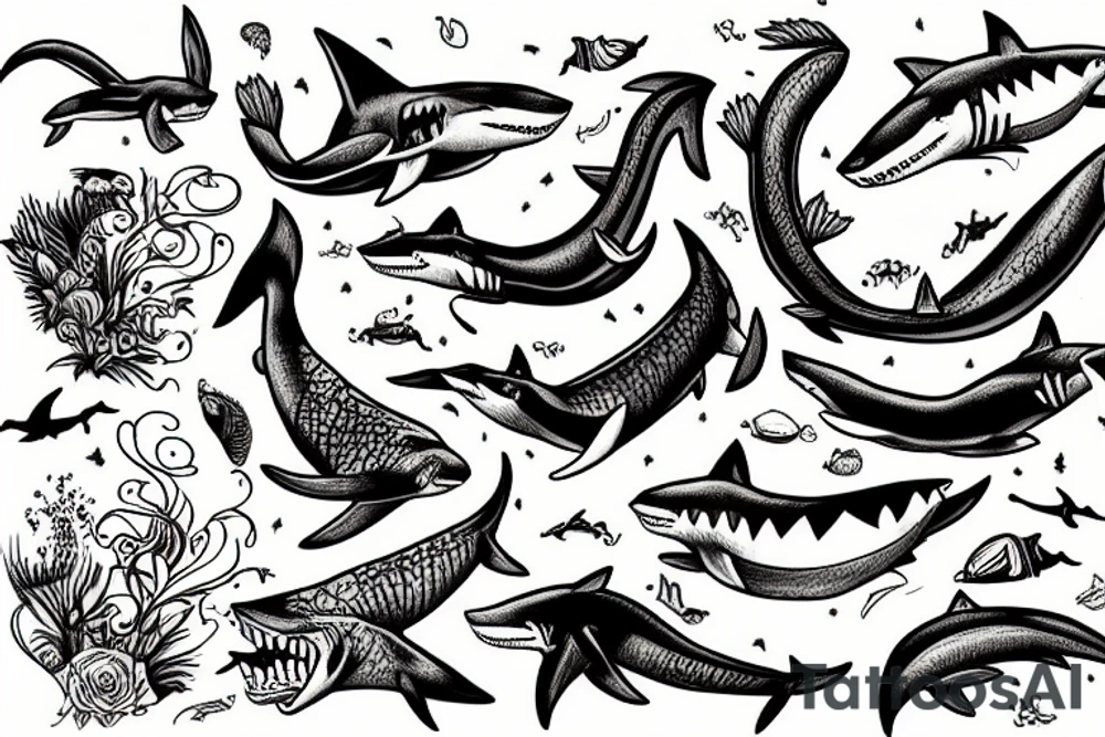 A fox shark tattoo idea