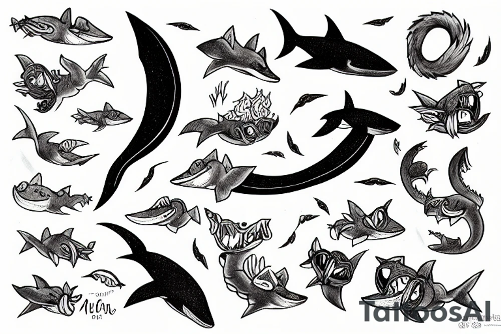 A fox shark tattoo idea
