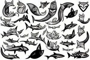 A fox and a shark tattoo idea