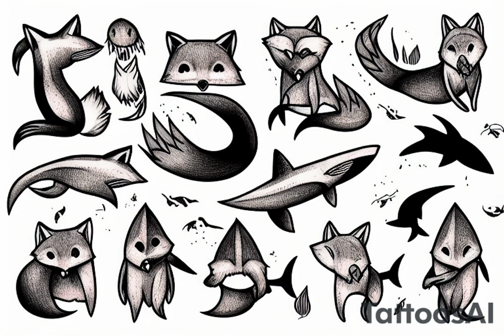 A fox and a shark tattoo idea