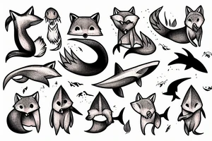 A fox and a shark tattoo idea
