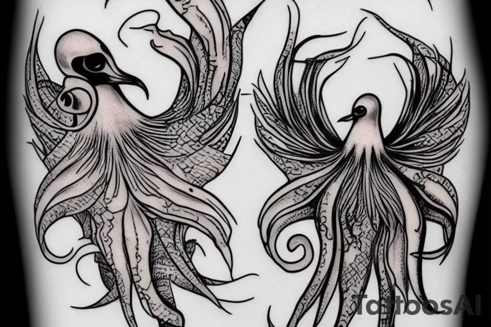 A seagull squid tattoo idea