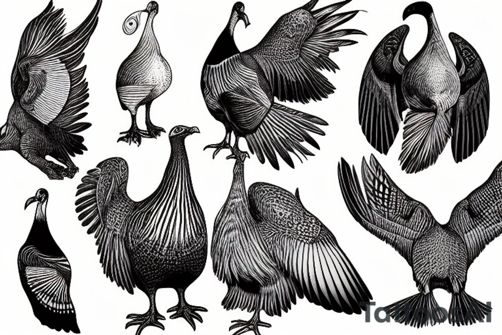 A wild turkey seagull tattoo idea